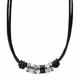 Fossil Collar para Hombre, Marrón, Collar de Cuero Auténtico Plateado, JF84068040, Plata