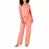 Amazon Essentials Conjunto de Pija con Camisa de Manga Larga y Pantalón Largo en Modal y Algodón Mujer, Rosa Coral, L