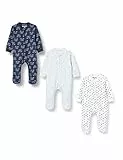 Hikaro Baby Boys and Girls Footed Cotton Long Sleeve Zipped Sleepsuit, Pack of 3