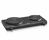 HAEGER DOUBLE DISC - Placa Eléctrica con 2250W de potencia, 165mm y 130mm de diámetro, sistema de seguridad con fusible termal, temperatura de la calefacción ajustable con 5 niveles