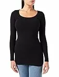 Vero Moda Vmmaxi My LS Soft Long U-Neck Noos Camiseta de Manga Larga, Negro (Black), S para Mujer