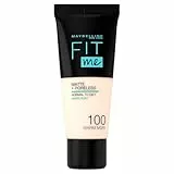 Maybelline New York, Base de Maquillaje que Calca a tu Tono Fit me! Mate y Afinaporos, Color: 100 Warm Ivory
