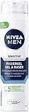 NIVEA MEN Gel de afeitar Sensitive en paquete de 6 unidades (6 x 200 ml), gel de afeitar para un afeitado suave y suave, gel de afeitar suave para hombre