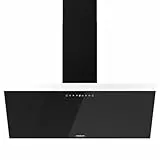 Cecotec Campana Extractora Decorativa 90cm Bolero Flux DT 906500 Glass Black A. 165W en 3 Niveles, Acabado Frontal Vidrio Negro, Succión 650m3/h, Control Táctil, Booster, Luz, Filtro de Carbono