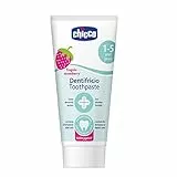 Chicco Pasta de Dientes de Fresa para Dientes Sensible de Baja Abrasión con Flúor, Xilitol, Sin Conservantes, Ayuda a Prevenir Caries y Eliminar Placa - Pasta de Dientes para Niños +1 Año, 50 ml