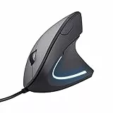 Trust Verto Ratón Vertical, Ratón Ergonómico con Cable USB 1000/1600 dpi, Iluminación LED, Sensor Óptico para PC, Ordenador, Laptop, Desktop, Mac - Negro