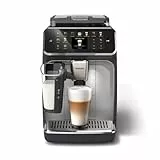 Philips Cafetera Totalmente Automática Serie 5500-20 cafés Calientes y Helados, Sistema de Leche QuickClean LatteGo, 40% más Silenciosa Gracias a SilentBrew, QuickStart, Negro y Plata (EP5546/70)