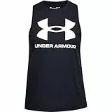 Under Armour UA Live Sportstyle Tank Top Camiseta sin mangas para mujer, camiseta de deporte de secado rápido, color negro/ blanco