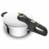 Tefal Olla a presión Secure Trendy 4L - Dos programas, verdura y carne, comidas más rápidas, resultados tiernos, tapa de cocción a presión, compatible con inducción, hasta 4 personas