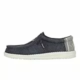 HEYDUDE Wally Jute, Zapatos para Hombre, Mocasines sin Cordones, cómodos y Ligeros, Negro/Gris Granito, 44 EU