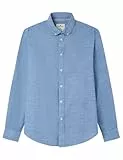 Springfield Cotton Slub Shirt with Tree Embroidery Camisa Bordada, Azul, XXL para Hombre