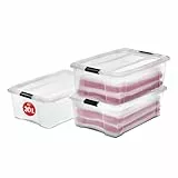 Iris Ohyama 3 Cajas de almacenamiento con tapas, 30L, Transparente, Clips de Cierre, Duradero, Apilable, para Dormitorio, Armario, Oficina, Organizadora, Ropa, Libre de BPA, NTB-30