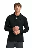 Polo Club Polo de Manga Larga Negro Hombre con Logo Bordado 100% Algodón Regular Fit