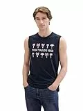 TOM TAILOR Camiseta básica de Tirantes para Hombre con Estampado, Sky Captain Blue 10668 - Juego de Mesa [Importado de Alemania], S