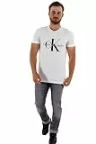 Calvin Klein Camiseta de Manga Corta Hombre Core Monologo Slim Fit, Blanco (Bright White), M