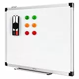 Amazon Basics Pizarra blanca magnética con bandeja para rotuladores y marco de aluminio, 60 cm x 45 cm