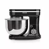 PRIXTON KR200 - Batidora Amasadora Reposteria Potencia 1200 W 6 Velocidades Bol Acero Inoxidable 5 litros 3 Accesorios Tapa Transparente (Reacondicionado) (Negro)