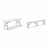 KG KitGarden - Mesa Plegable Multifuncional, 180x74x74cm, Blanco, KG Folding 180 Banco Plegable Multifuncional, 180x28x43 cm, Blanco, Folding BC180