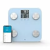 WottoCare - Báscula Digital Profesional Inteligente IMC, Análisis 18 Mediciones: Peso, Grasa Corporal, Muscular, Bluetooth, App AiFit, Bascula de Baño Pantalla Pro, Memoria 9 Users, Color: Azul