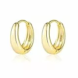 ALEXCRAFT Pendientes Aro Oro Plata de Ley 925 Pendientes Dorados Mujer Pendientes Oro de Aro Forma de U Ovalados Chapados Oro