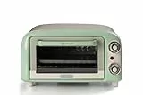 Ariete 3919 Vintage Horno 10L para hornear o calentar alimentos, temperatura hasta 230 °C, temporizador de 60 minutos, parrilla de acero inoxidable, 800 W, doble acristalamiento, color verde