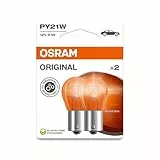 OSRAM ORIGINAL LINE 12V, PY21W, lámpara de señalización, Base Metálica, Doble Blíster, (2 lámparas)