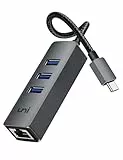 uni Adaptador Ethernet USB C, Hub Ethernet USB C con 1Gbps LAN RJ45 y Puerto USB 3.0 para Disco Duro, Ratón, Compatible con iPhone 15 Pro/MAX, MacBook, iPad, iMac, Surface Pro, Chromebook, XPS