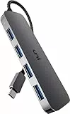 uni Adaptador multipuerto USB C a USB, divisor USB C de aluminio de 4 puertos para laptop, hub USB de datos delgado Thunderbolt 3/4 compatible con MacBook Pro/Air, iPad Pro, Dell, Chromebook | teclado