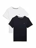 Tommy Hilfiger Pack de 2 Camisetas para Niños Cuello Redondo, Azul (Desert Sky/White), 14-16 Años