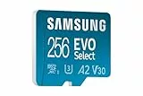 Samsung EVO Select (2024) Tarjeta microSD + Adaptador SD, 256 GB, Tarjeta de Memoria para Smartphone y Tablet, UHS-I U3, 4K UHD, Full HD, Lectura 160 MB/s, MB-ME256SA/EU