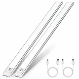 OUILA Luz de Armario con Sensor Movimiento 6500K Recargable Luz Nocturna, 41CM Regulable Lampara LED Adhesiva para Gabinete, Pasillo, Escalera, Sótano, Cocina, Garaje - 2PCS