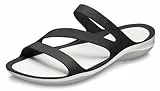 Crocs - Swiftwater Sandal Women, Sandalias de Punta Descubierta Mujer, Negro (Black/White 066), 38/39 EU