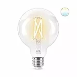 WiZ - Bombilla LED Inteligente Wi-Fi, tipo globo G95 6,7w (Eq. 60W) E27, Luz Blanca Cálida a Fria Regulable, con tecnología SpaceSense y compatible con Alexa y Google Home