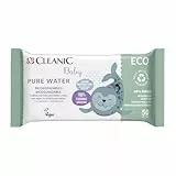 Cleanic Toallitas Húmedas Baby Eco Pure Water para Niños y Bebés - Composición 99% a Base de Agua - Alantoína - Sin Perfume - Desechables - para Pieles Sensibles - 50 piezas