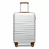 British Traveller Maleta de Cabina 54CM Maleta de Viaje Rígida con Cerradura TSA (Blanco)