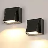 Tealight Aplique Pared Exterior-2 Piezas, Impermeable IP65 Lampara de Pared LED Interior, 5W Luz Cálida 3000K Aluminio Apliques de exterior Moderno para Jardín Porche Garaje Patio Dormitorio Salón