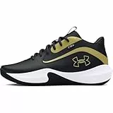 Under Armour UA Lockdown 7 Zapatillas de baloncesto para hombre y mujer, deportivas unisex con mediasuela de EVA, color negro/negro/dorado metálico, 43
