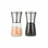Wenrescry Set de Molinillos de Sal y Pimienta Ajustables, 2 Piezas, Molinillo Manual de Acero Inoxidable con Molino de Cerámica, 180 ml - Ideal para Especias, Chiles, Cocina Duradera