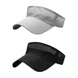 DHSBGWSX 2 piezas de gorra de béisbol vacía para mujer con cola de caballo, gorra de visera cilíndrica de malla, gorra de visera de verano, gorra deportiva unisex, Negro, Gris Claro, 33-55