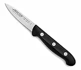 Arcos Cuchillo Pelador Acero Inoxidable. Cuchillo Cocina Profesional para Pelar Frutas y Verduras. Mango Ergonómico Polioximetileno y Hoja 80mm. Serie Maitre. Color Negro.