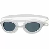 Zoggs Predator Gafas de Natación para Hombre y Mujer – Gafas de Piscina para Adulto Con Lentes UV, Antivaho – Correas Deslizantes de Fácil Ajuste – Lentes Ahumadas, Blanco, Regular