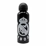Real Madrid CyP Brands Botella, Cantimplora, Bidón, Botella de agua, Color negro, Libre de BPA, Producto Oficial