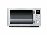 SEVERIN Microondas con grill y convección 3 en 1 para descongelar, cocinar y calentar, microondas digital, microondas potente, acero inoxidable cepillado/plateado, MW 7774