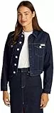 Calvin Klein Cazadora vaquera Mujer 90's Denim Jacket Cropped Fit, Azul (Denim Rinse), XS