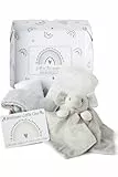 Baby Box Shop - 5 artículos Esenciales para recién Nacidos, Bautizo para bebé, Unisex, edredón para bebé con Elefante, Manta Polar, 2 paños de Muselina
