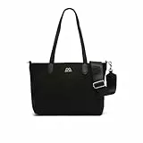 MISAKO Geran bolso shopper de nylon con asa bandolera extraíble Mujer - Geran Negro 26x37x13cm