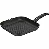 WMF Grill - Sartén cudrada 27x27 cm con rayas de aluminio fundido, asador acanalado con antiadherente, sartén parilla ideal para freír, sin PFOA.
