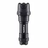 Varta Indestructible F10 Pro 6 Vatios LED Linterna/Linterna de trabajo, incluye 3 pilas AAA de larga duración, resistente al agua y al polvo, absorbe impactos, carcasa de aluminio anodizado, negro