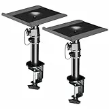 suptek Soporte Altavoces Pie, Soporte Altavoz Universal para Barra de Sonido de Ordenador y Altavoces de Estantería, Giratorio & Inclinable, Paquete de 2, Máx. 15KG, Blanco(SDM001W) (Negro)