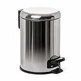 Tatay Papelera Baño con Pedal de Acero Inoxidable, 3L de Capacidad, Interior Extraíble, Cierre con Caída Amortiguada, Libre de BPA, Color Metalizado, Medidas 17.5 x 22.5 x 25 cm